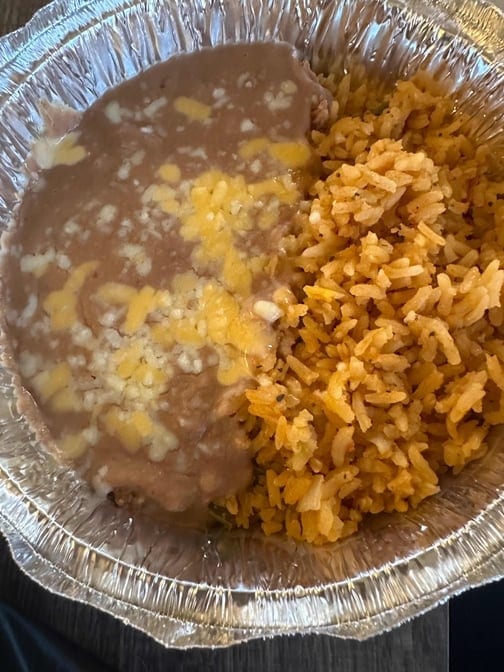 Mexican Rice and Refried Beans.